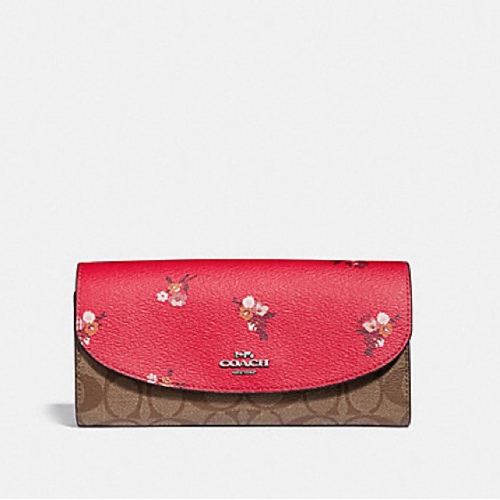 COACH SLIM ENVELOPE WALLET IN SIGNATURE CANVAS AND BABY BOUQUET PRINT F31573